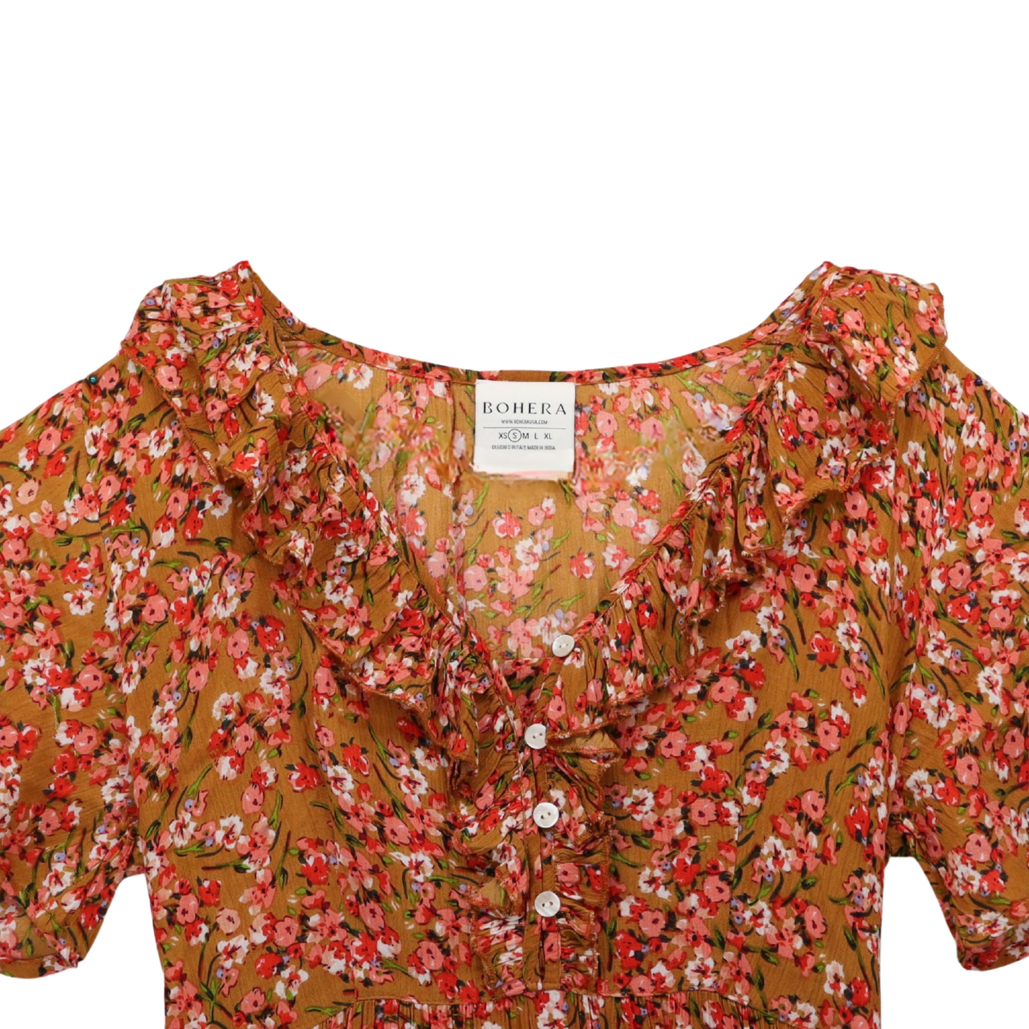 MYRA Bohera Bernadette Floral Neck Ruffle Dress – Cody & Sioux
