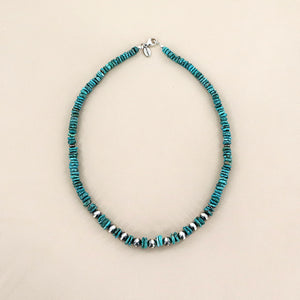 PAIGE WALLACE Turquoise Graduated Neck With Navajo Pearls Necklace